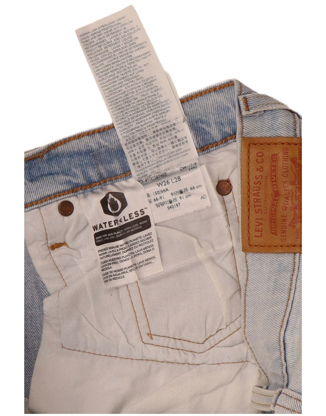 Levi's Womens 501 Straight Jeans W26 L28 Blue Cotton
