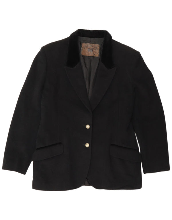 Vintage Womens 2 Button Blazer Jacket IT 48 XL Black Wool