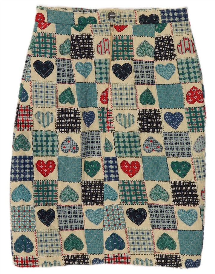 Vintage Γυναικεία Καπιτονέ Pencil Φούστα W25 XS Πολύχρωμο Patchwork