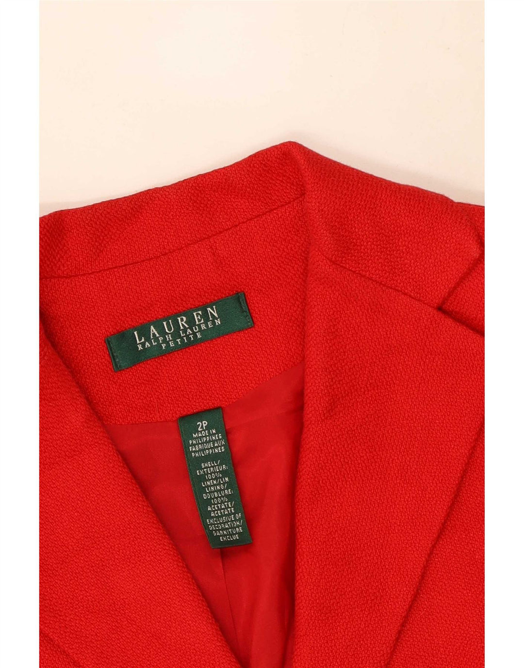 Ralph Lauren Γυναικείο μπουφάν μπλέιζερ με 3 κουμπιά, λεπτοκομμένο λινό US 2 XS