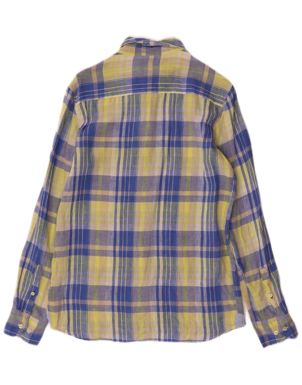 Massimo Dutti Boys Shirt 13-14 Years Yellow Check Linen