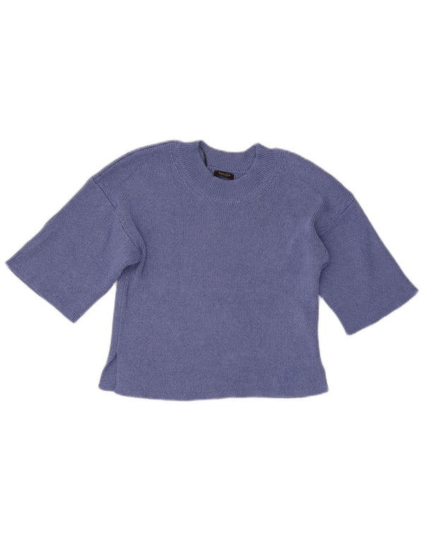 Massimo Dutti Γυναικείο πουλόβερ Crop Crew Neck Jumper UK 6 XS Blue