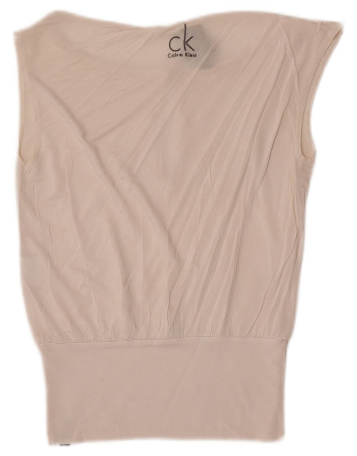 Γυναικεία αμάνικη μπλούζα Calvin Klein Top US 6 μεσαία λευκή βισκόζη