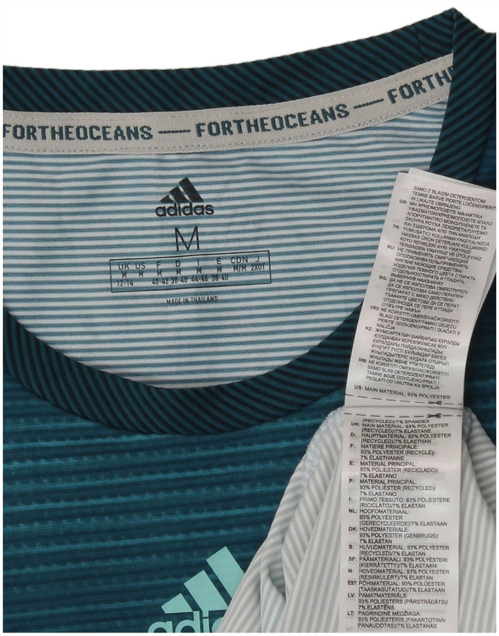 Adidas Γυναικείο Γιλέκο Τοπ UK 12/14 Μεσαίο Μπλε Ριγέ Πολυεστέρας