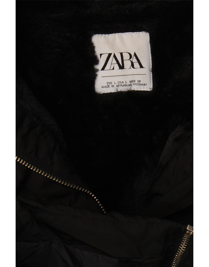 Zara Γυναικείο Παλτό UK 16 Large Μαύρο