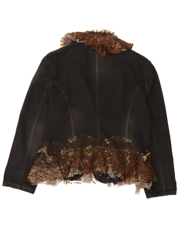 Vintage γυναικείο τζιν σακάκι μπλέιζερ UK 18 XL μαύρο χρώματος με 2 κουμπιά