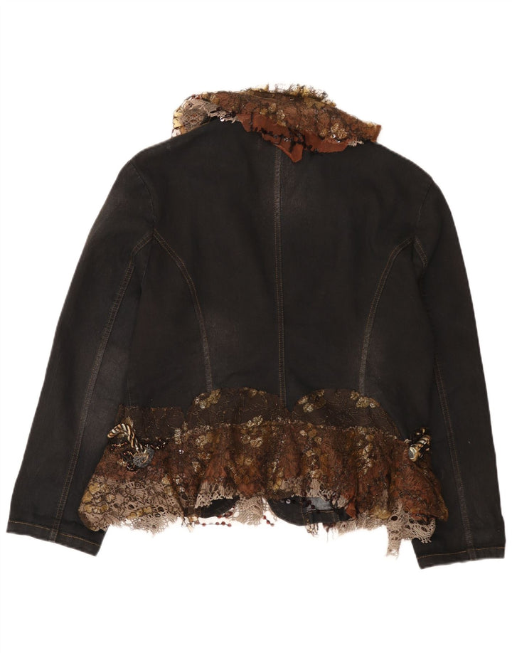 Vintage γυναικείο τζιν σακάκι μπλέιζερ UK 18 XL μαύρο χρώματος με 2 κουμπιά
