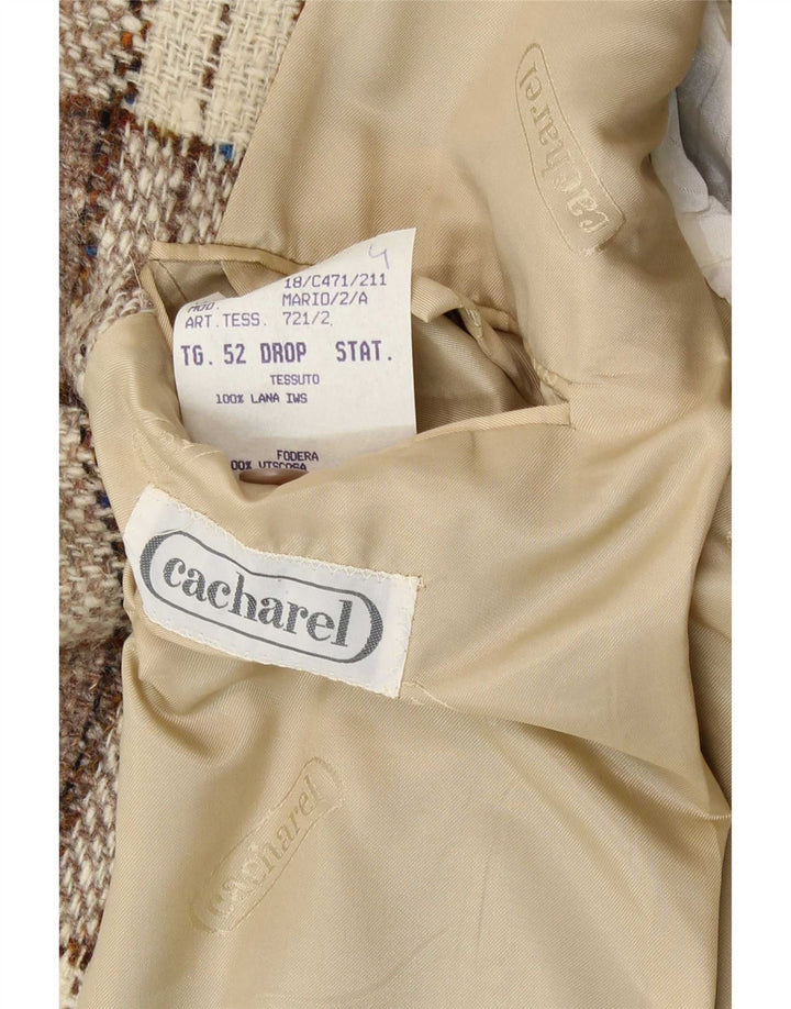 Cacharel Ανδρικό σακάκι με 2 κουμπιά σακάκι IT 52 XL Μπεζ καρέ μαλλί
