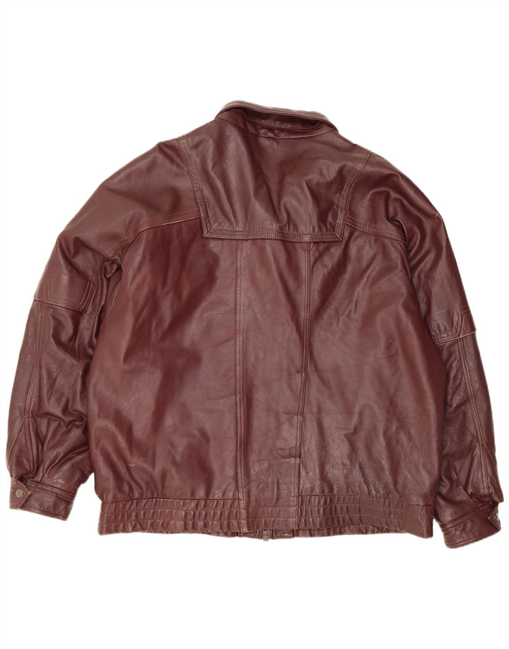 VINTAGE Mens Leather Jacket IT 56 3XL Brown Leather