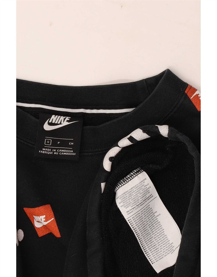 Ανδρικό γραφικό φούτερ Nike με κουκούλα, μικρό μαύρο βαμβακερό