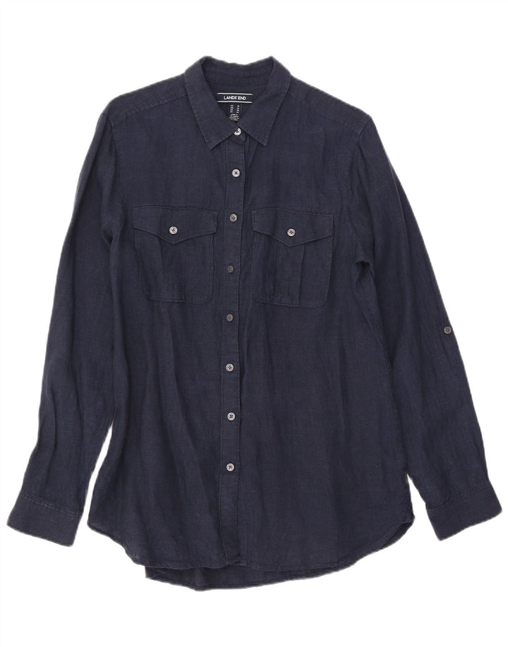 Lands End γυναικείο πουκάμισο UK 14 Large Navy Blue