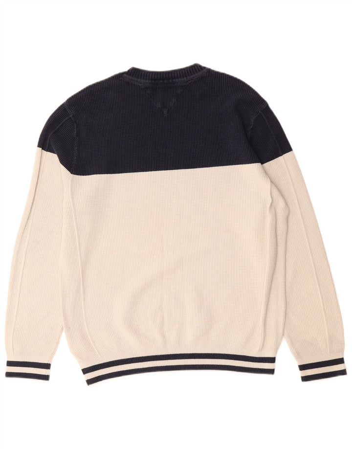 Ανδρικό πουλόβερ με λαιμόκοψη Tommy Hilfiger, μεσαίο σε λευκό χρώμα