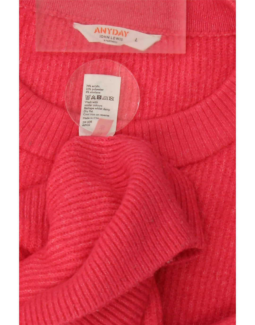 JOHN LEWIS Womens Oversized Crew Neck Jumper Sweater UK 16 Large Pink Vintage John Lewis and Second-Hand John Lewis from Messina Hembry 