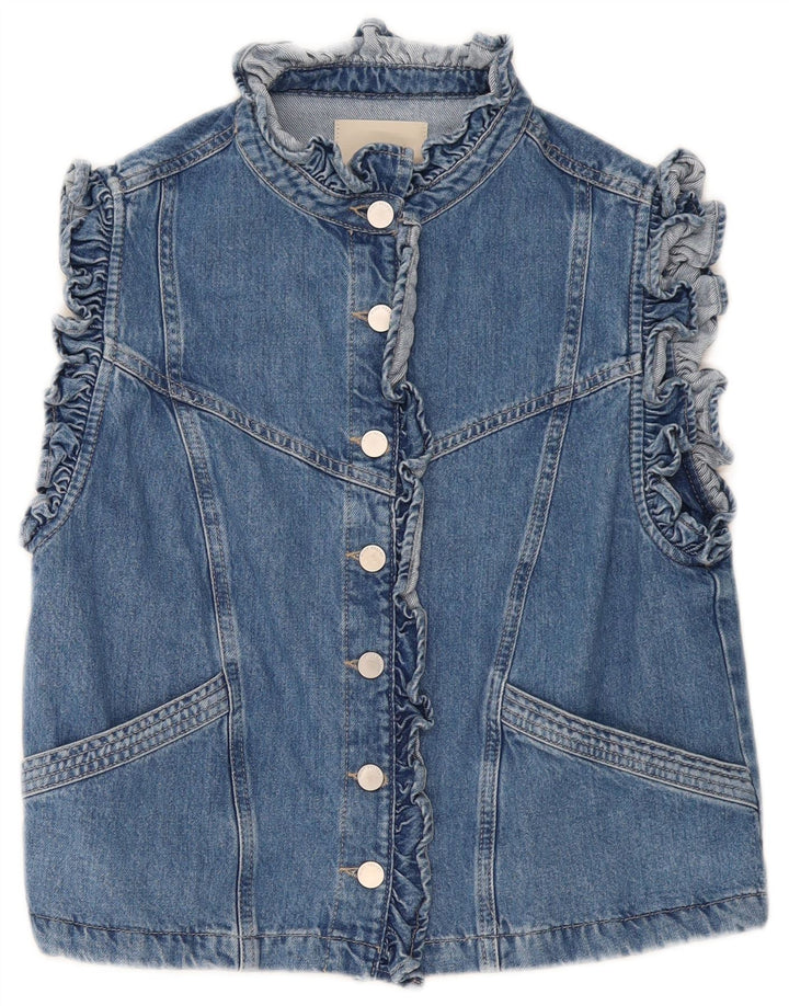 MINT VELVET Γυναικείο Τζιν Gilet UK 14 Μεσαίο Μπλε Βαμβακερό