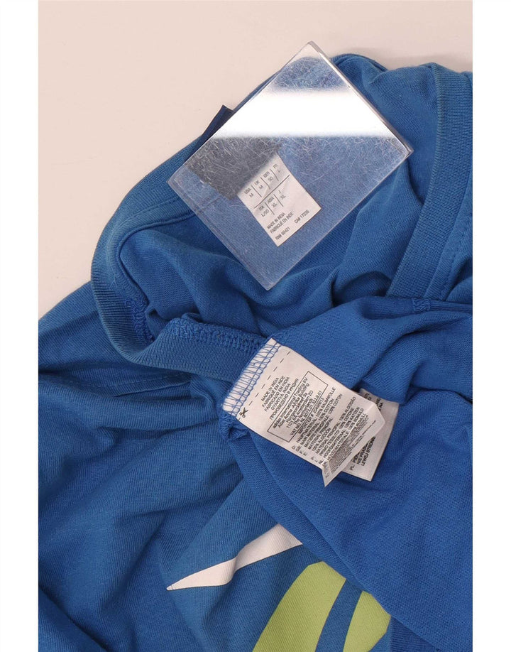 Ανδρικό γραφικό T-Shirt Reebok Top από μεσαίο μπλε βαμβακερό