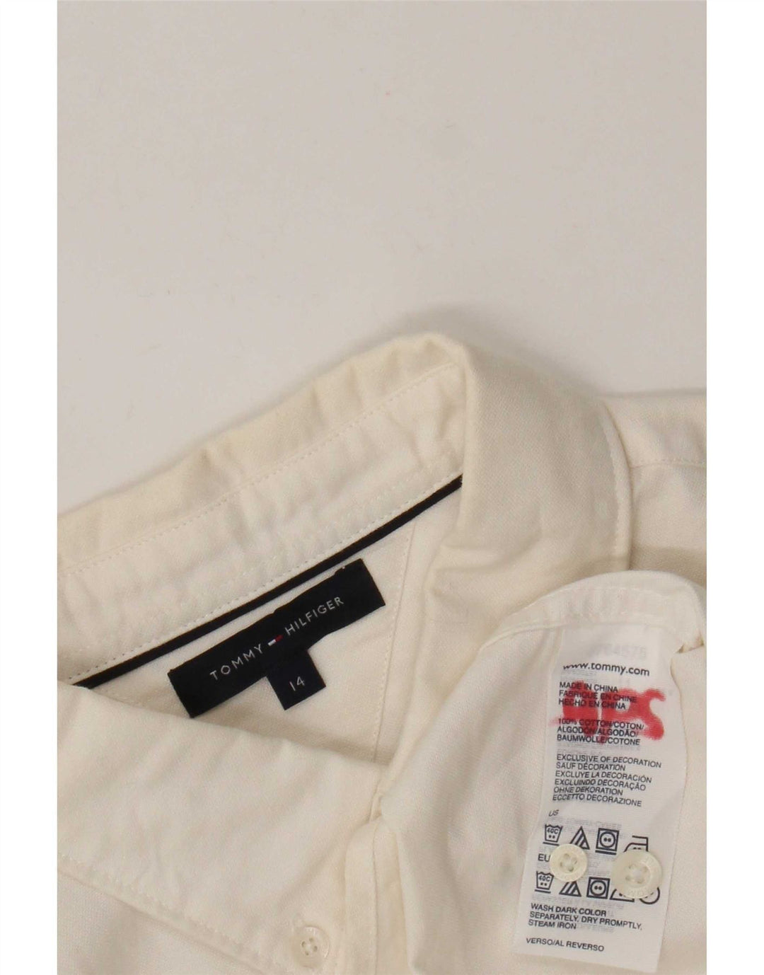 Tommy Hilfiger Boys Shirt 13-14 Years Off White Βαμβακερό
