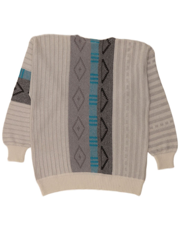 Jockey Ανδρικό πουλόβερ με λαιμόκοψη μεγάλο γκρι γεωμετρικό ακρυλικό