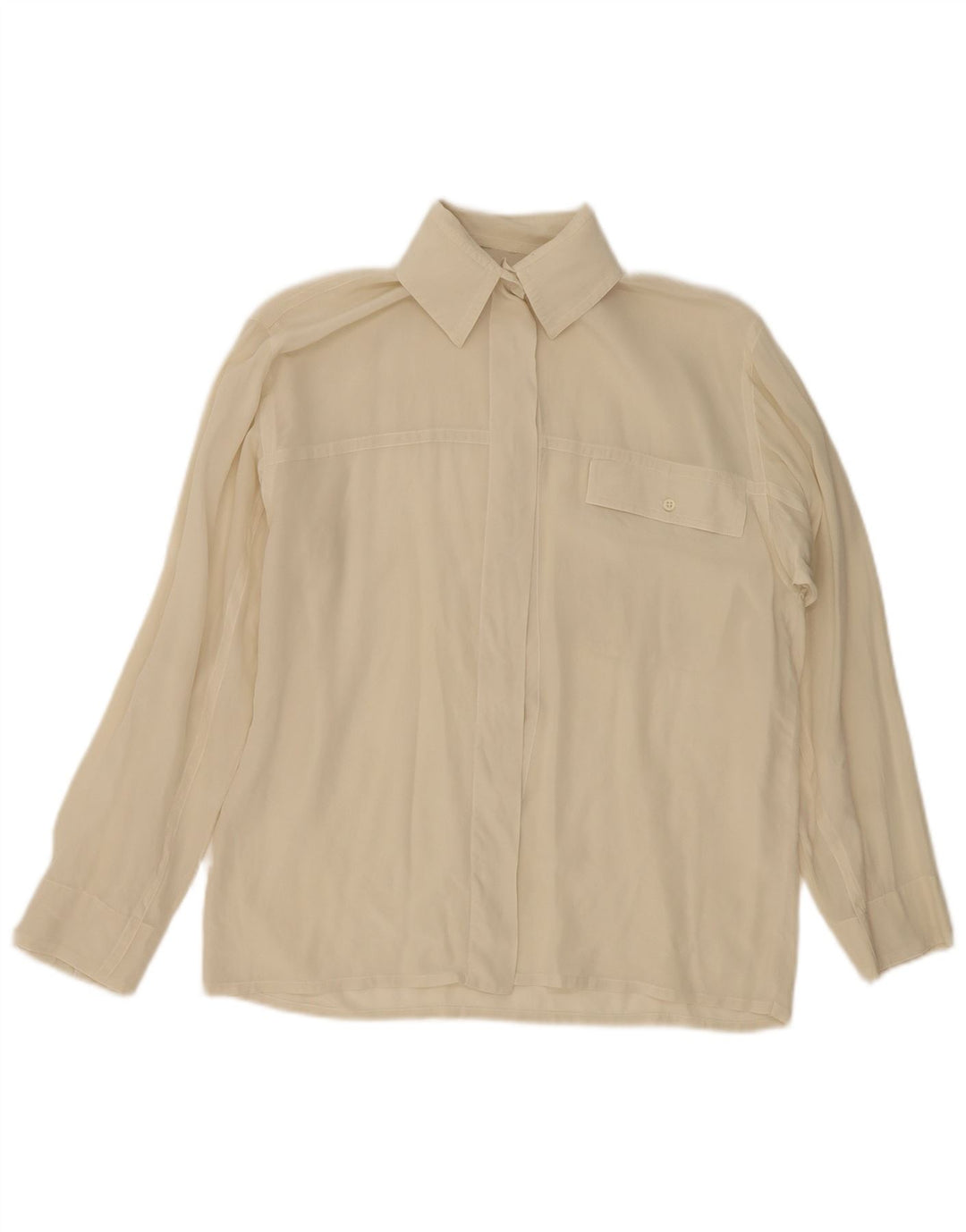 Vintage γυναικείο πουκάμισο μπλούζα UK 12 Medium Beige