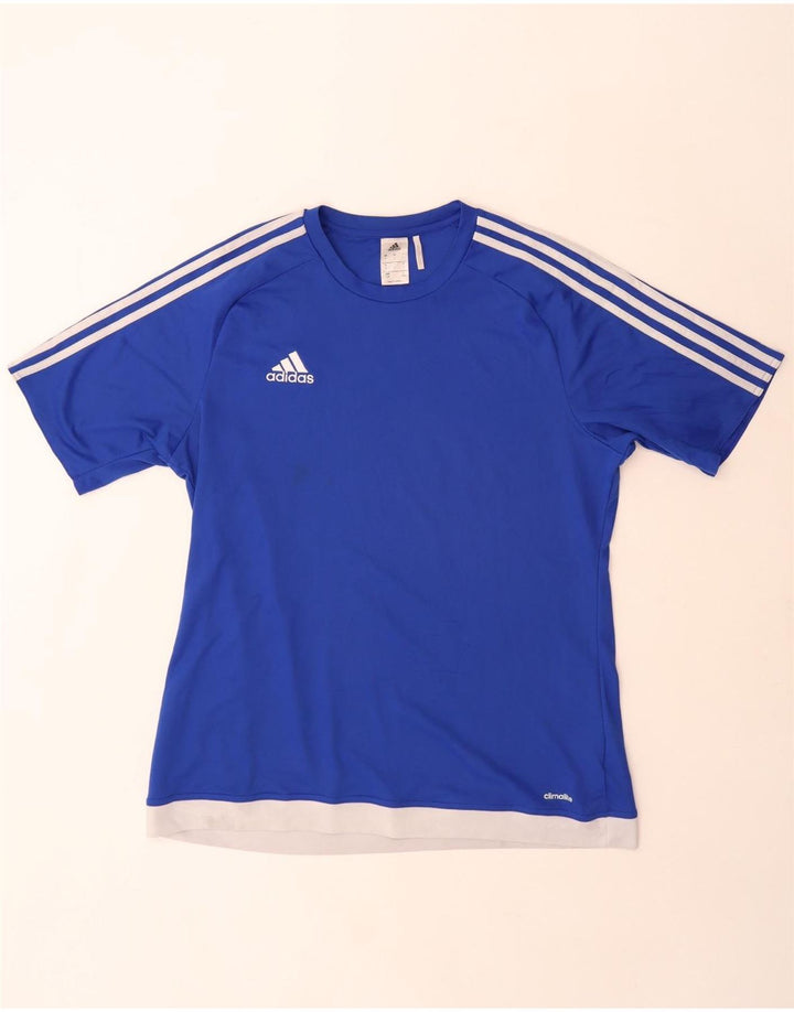 Adidas Ανδρικό T-Shirt Climalite Top Large Blue Colourblock Πολυεστέρας