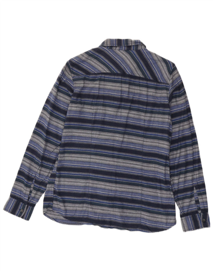 EDDIE BAUER Γυναικείο φανελένιο πουκάμισο UK 14 Medium Navy Blue ριγέ