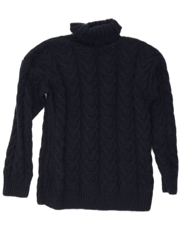 Vintage γυναικείο πουλόβερ με ρολό λαιμόκοψη UK 16 Large Navy Blue
