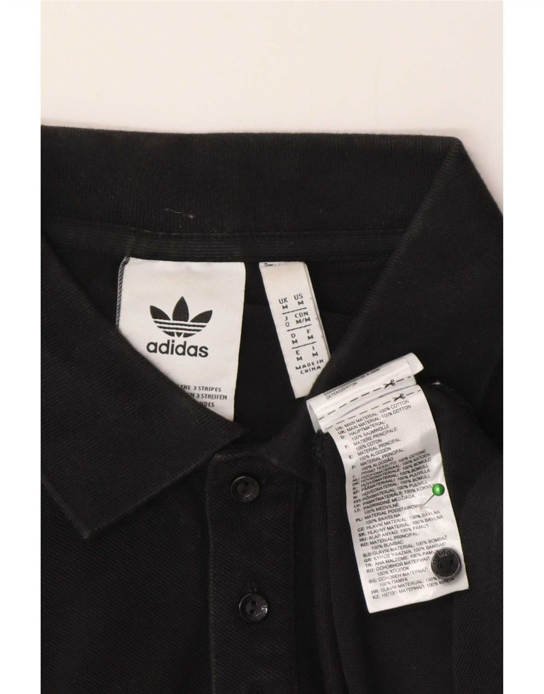 Ανδρικό πουκάμισο πόλο Adidas, μεσαίο μαύρο βαμβακερό