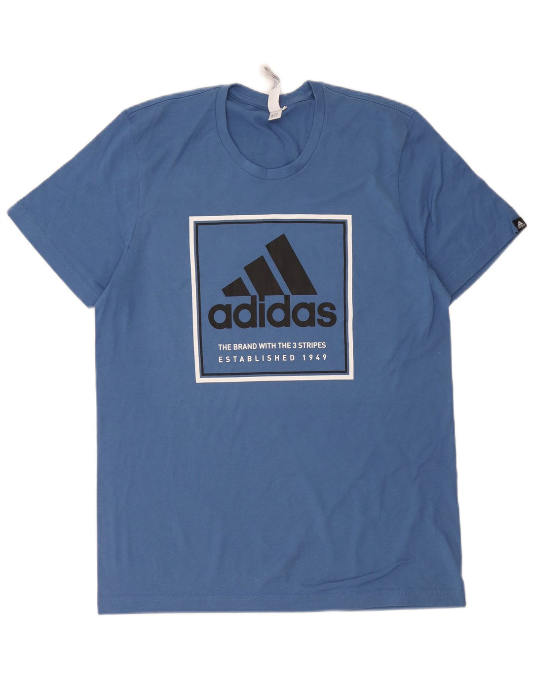 Adidas Ανδρικό T-Shirt με τρεις ρίγες γραφικό μπλουζάκι από μεσαίο μπλε βαμβακερό