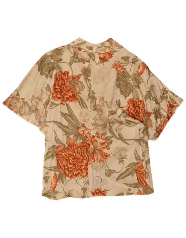 VINTAGE Womens Blouse Top UK 12 Medium Green Floral