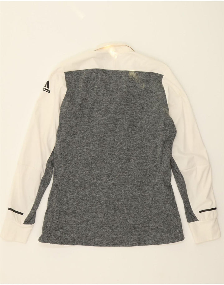 ADIDAS Womens Tracksuit Top Jacket UK 14 Large White Colourblock Vintage Adidas and Second-Hand Adidas from Messina Hembry 