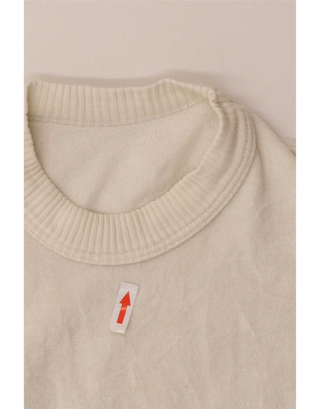 Vintage γυναικεία βελούδινη μπλούζα τοπ UK 14 Medium White
