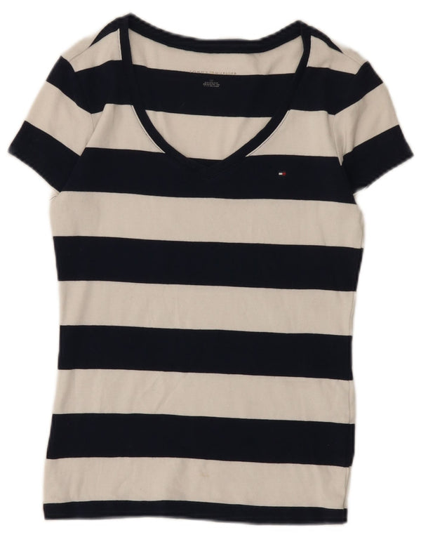 Tommy Hilfiger Γυναικείο T-Shirt Top UK 8 Small Navy Blue ριγέ βαμβακερό