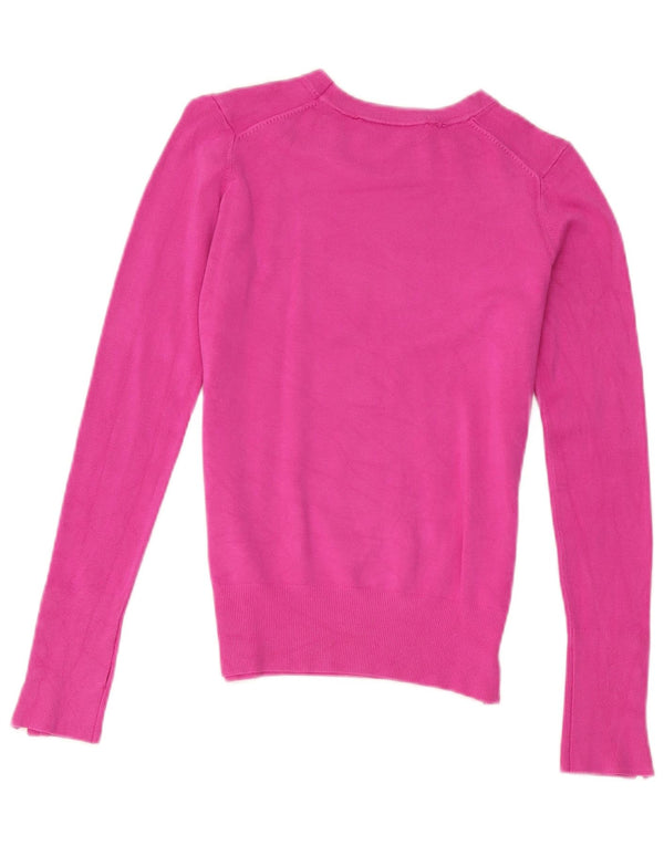 Zara Γυναικείο πουλόβερ με λαιμόκαυστο UK 10 Small Pink Viscose