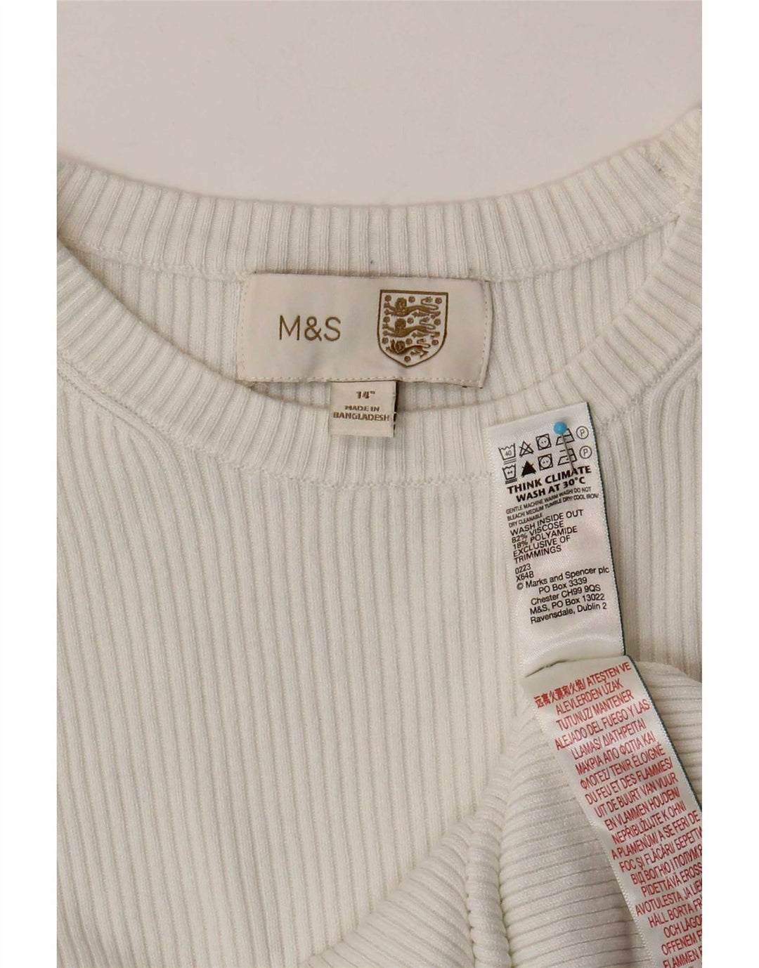 Marks & Spencer Γυναικεία μπλούζα μακρυμάνικη 14 μεσαία λευκή βισκόζη