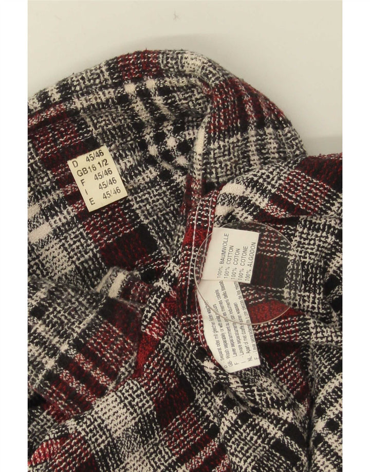 Vintage ανδρικό φανελένιο πουκάμισο 16 1/2 Large Grey Check Cotton