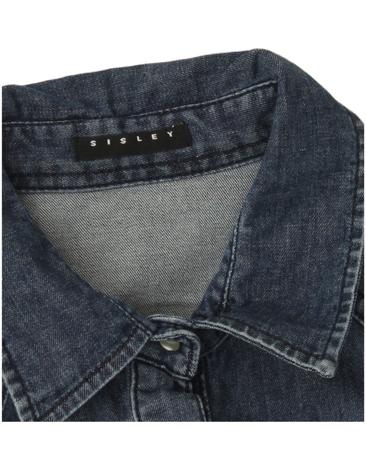 Sisley Γυναικείο τζιν πουκάμισο UK 10 Small Navy Blue