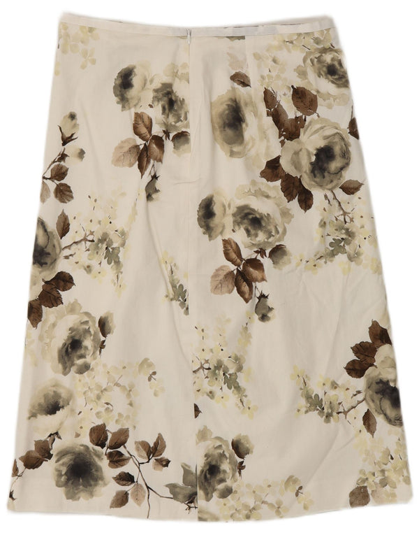 COAST Womens A-Line Skirt UK 10 Small W28 White Floral Cotton