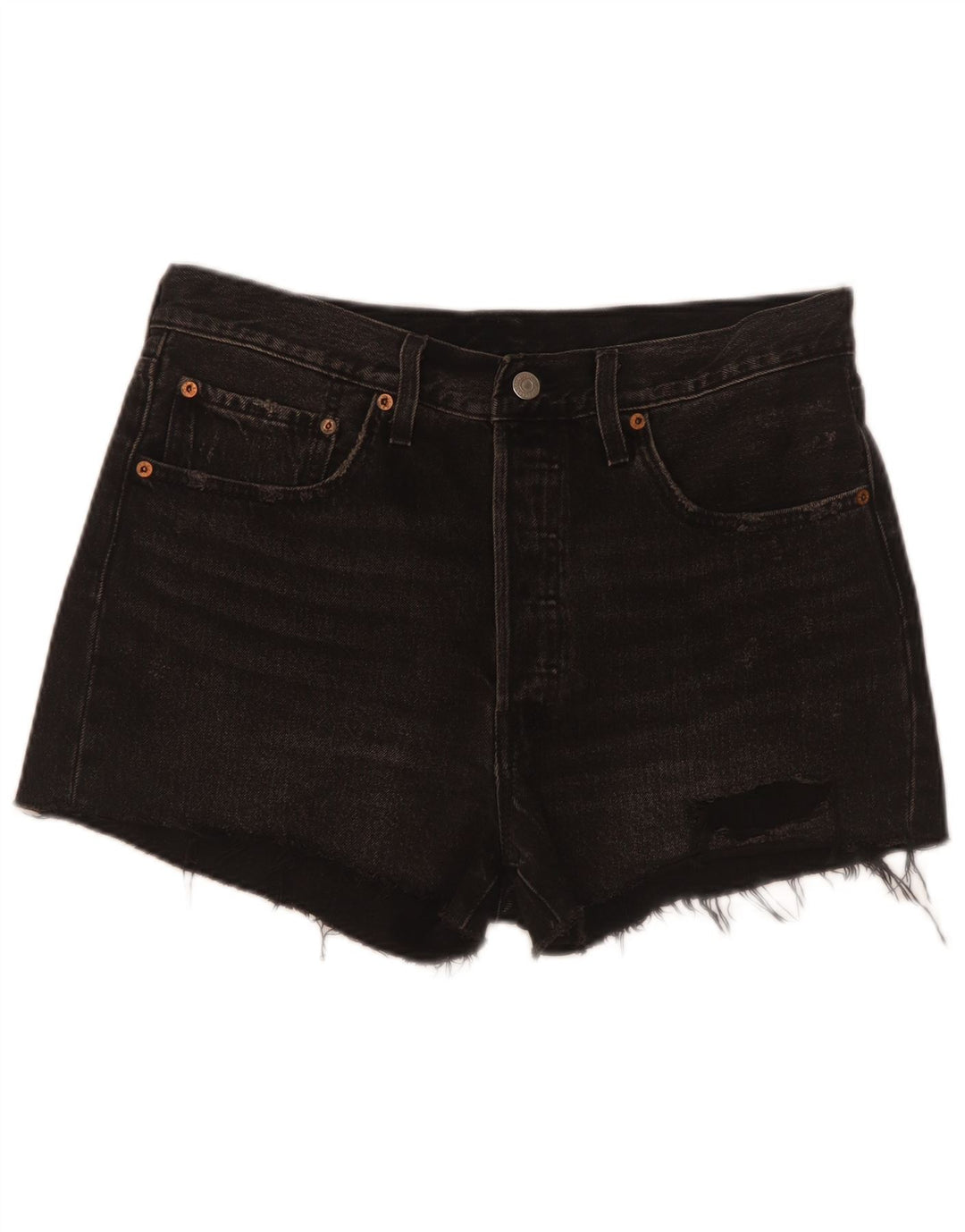 Levi's Womens 501 Distressed τζιν σορτς W30 μεσαίο μαύρο βαμβακερό