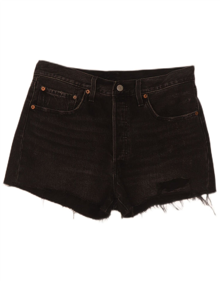 Levi's Womens 501 Distressed τζιν σορτς W30 μεσαίο μαύρο βαμβακερό