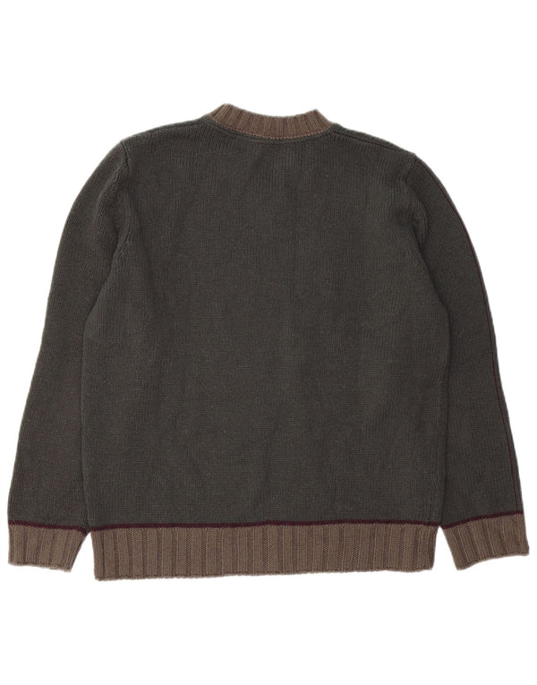 Ανδρικό πουλόβερ με λαιμόκοψη ZARA μεσαίο χακί χρώματος ακρυλικό