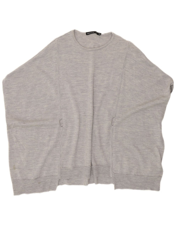 Karen Millen Γυναικεία Loose Fit Poncho Jumper UK 14 Medium Grey Wool
