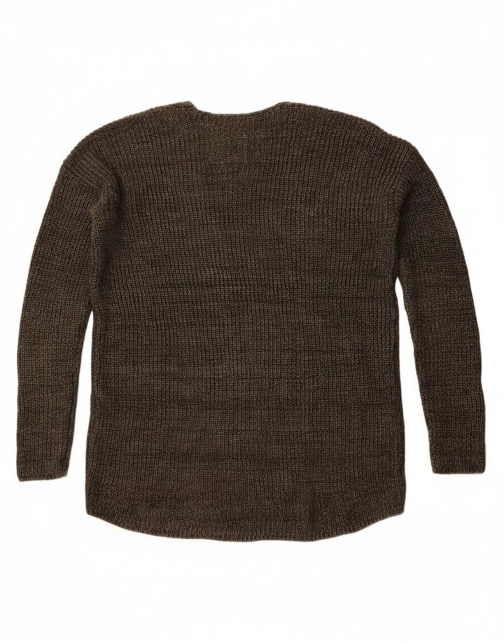 Superdry γυναικείο πουλόβερ μεγάλου μεγέθους V-λαιμόκοψη UK 6 XS Χακί βαμβακερό