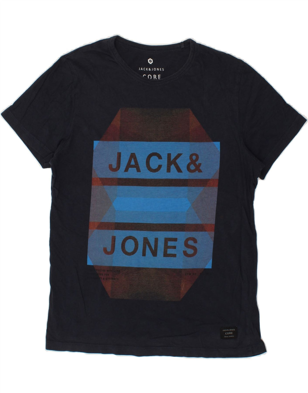 JACK & JONES Mens Graphic T-Shirt Top Medium Navy Blue Cotton Vintage Jack & Jones and Second-Hand Jack & Jones from Messina Hembry 