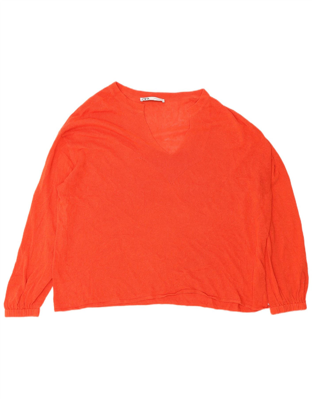 Zara Γυναικείο πουλόβερ με V λαιμόκοψη UK 14 Medium Orange