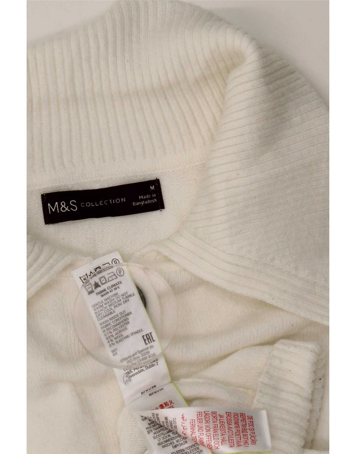 Marks & Spencer Γυναικεία Ζακέτα πουλόβερ UK 14 Medium White Polyester