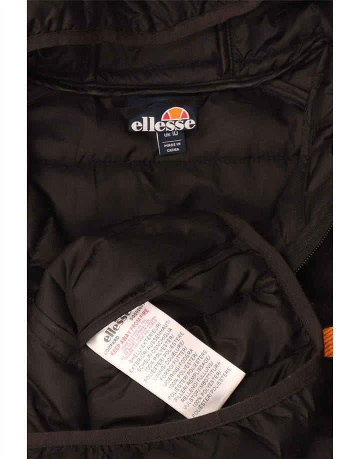 Ellesse γυναικείο μπουφάν με κουκούλα μεγάλου μεγέθους με επένδυση UK 10 μικρό μαύρο πολυεστέρα