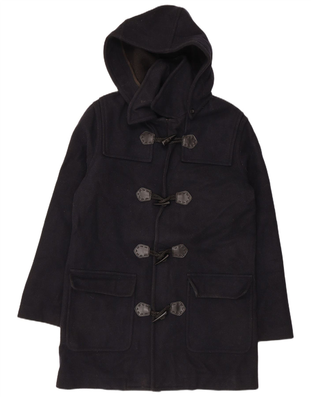 VINTAGE Γυναικείο παλτό Duffle με κουκούλα UK 18 XL Navy Blue Wool