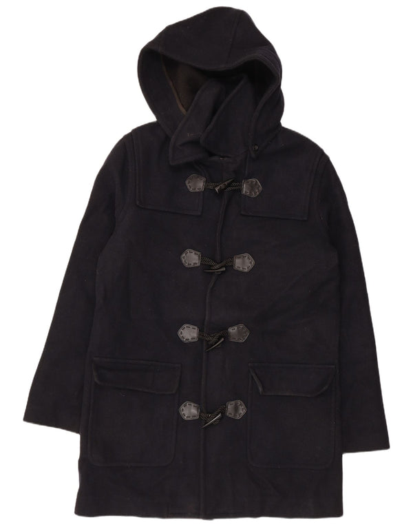 VINTAGE Γυναικείο παλτό Duffle με κουκούλα UK 18 XL Navy Blue Wool
