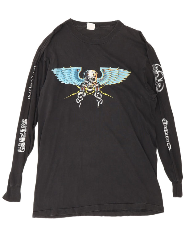 Περιοδεία Vintage Mens God's of Grind Earache 1992 Top Long Sleeve XL Black Rock