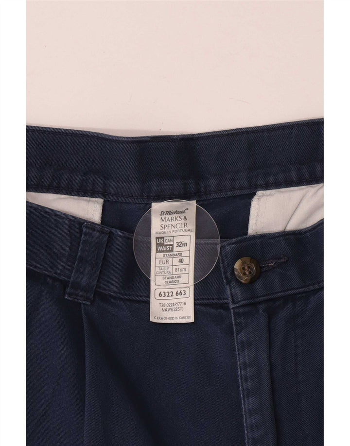 Marks & Spencer Ανδρικό σορτς Chino με καρφίτσες W32 από βαμβακερό μεσαίο ναυτικό μπλε