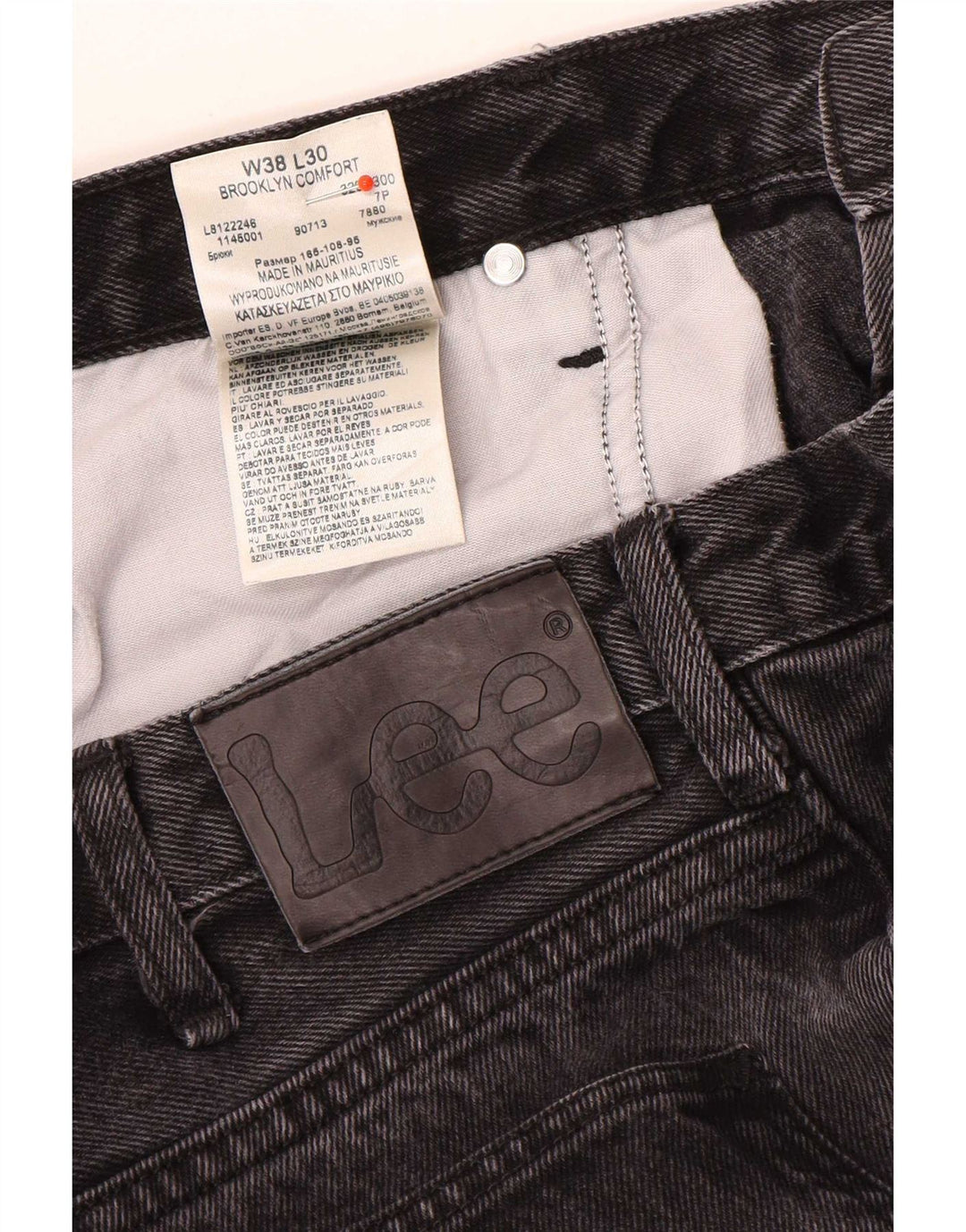 Lee Mens Brooklyn Comfort Straight Jeans W38 L30 Γκρι βαμβακερό